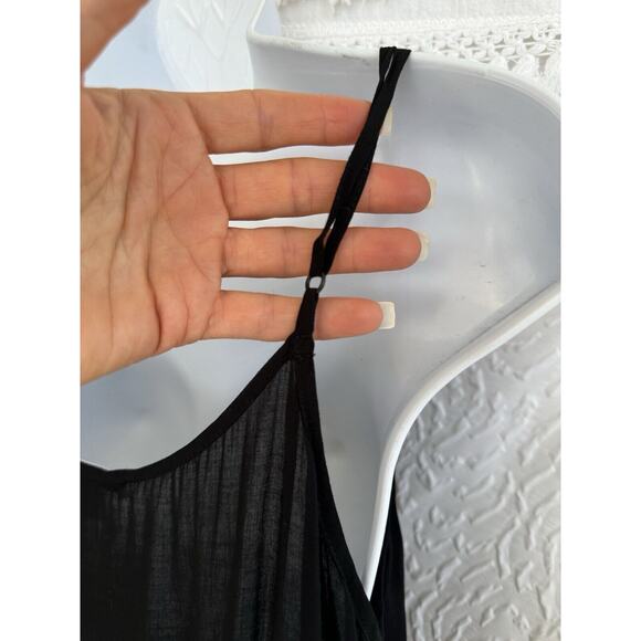 James Perse Womens Black Size 2 Sheer Deep V Spaghetti Strap Cami Slip Dress - Picture 4 of 10